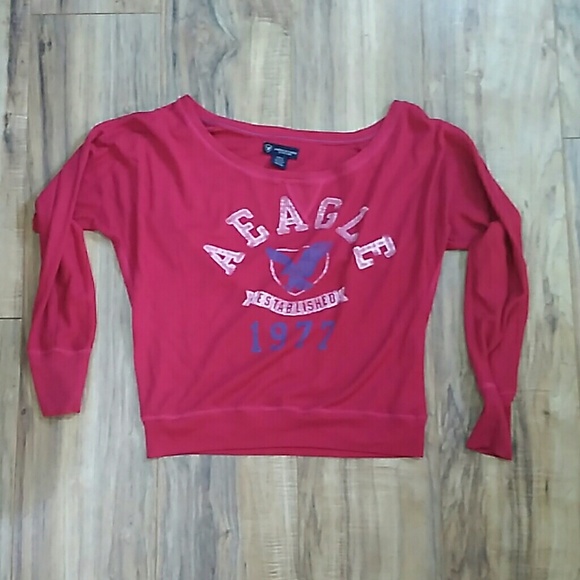 🎇SALE🎇 Americ Eagle Mid Sleeve Maroon Pink Shirt - Picture 2 of 5